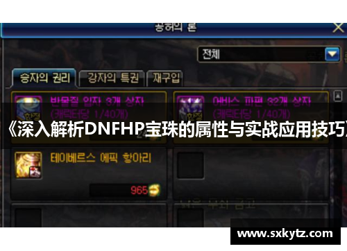 《深入解析DNFHP宝珠的属性与实战应用技巧》